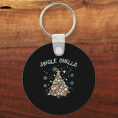 Womens Jingle Shells Christmas Tree Snowflakes Cel キーホルダー (正面)