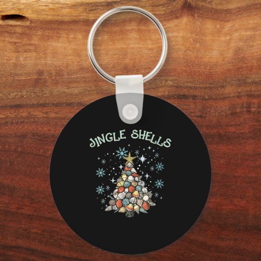 Womens Jingle Shells Christmas Tree Snowflakes Cel キーホルダー (正面)