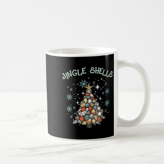 Womens Jingle Shells Christmas Tree Snowflakes Cel コーヒーマグカップ (右)