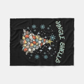 Womens Jingle Shells Christmas Tree Snowflakes Cel フリースブランケット (正面(横))