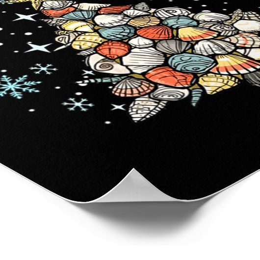 Womens Jingle Shells Christmas Tree Snowflakes Cel ポスター (角)