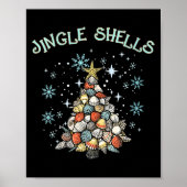 Womens Jingle Shells Christmas Tree Snowflakes Cel ポスター (正面)