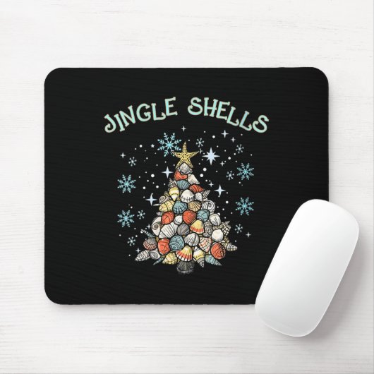 Womens Jingle Shells Christmas Tree Snowflakes Cel マウスパッド (マウス)