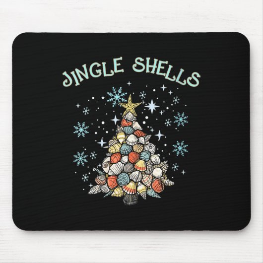 Womens Jingle Shells Christmas Tree Snowflakes Cel マウスパッド (正面)