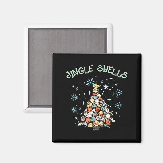 Womens Jingle Shells Christmas Tree Snowflakes Cel マグネット (正面/裏面)