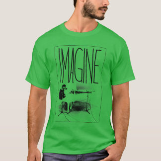 Womens John Lennon Imagine Piano VNeck boy friend Tシャツ