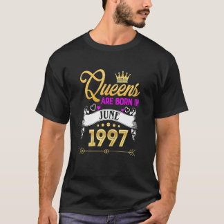 Womens June 1997 25 Years Old 25th Birthday Queen Tシャツ