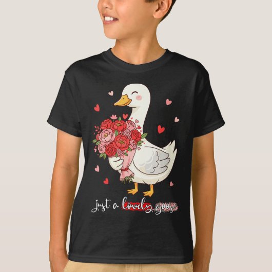Women's Just A Lovely Goose Bouquet Roses Floral V Tシャツ (正面)