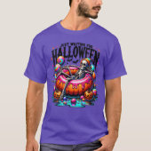 Womens Just Waiting for Halloween Skeleton Spooky Tシャツ (正面)
