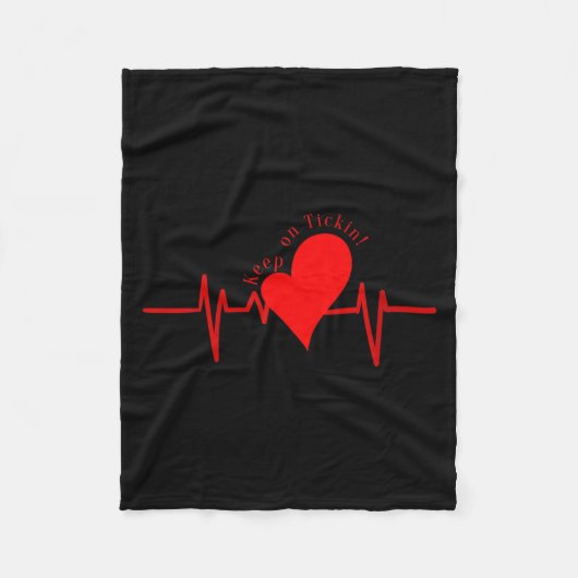 Womens Keep On Tickin! Ekg Heartbeat Cow Valve Hea フリースブランケット (正面)
