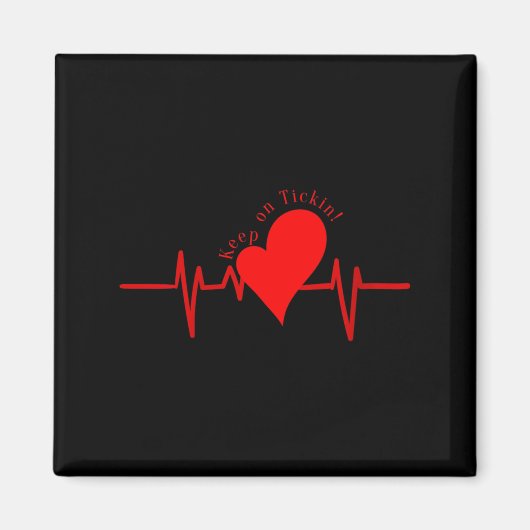 Womens Keep On Tickin! Ekg Heartbeat Cow Valve Hea マグネット (正面)