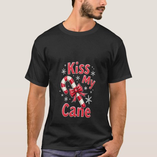 Womens Kiss My Cane Funny Xmas Candy Cane Tacky Ho Tシャツ (正面)