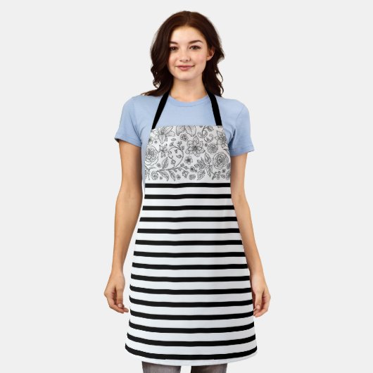 Women's Kitchen Apron with Stylish Pattern  エプロン (着用した状態)