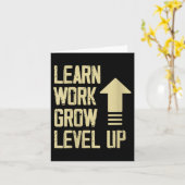 Womens Learn Work Grow Level Up Growth Success Vin カード (黄色い花)