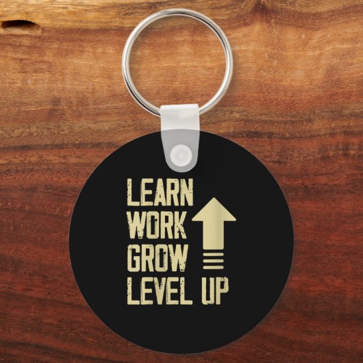 Womens Learn Work Grow Level Up Growth Success Vin キーホルダー (正面)