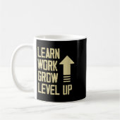 Womens Learn Work Grow Level Up Growth Success Vin コーヒーマグカップ (左)