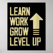 Womens Learn Work Grow Level Up Growth Success Vin ポスター (正面)