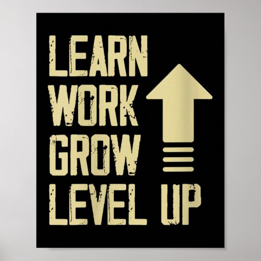 Womens Learn Work Grow Level Up Growth Success Vin ポスター (正面)