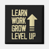 Womens Learn Work Grow Level Up Growth Success Vin マグネット (正面)