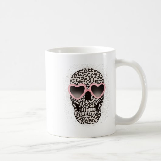 Womens Leopard Gothic Skull Cool Skeleton Cheetah コーヒーマグカップ (右)