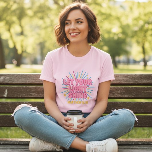 Women's Let Your Light Shine T-shirt, Pastel Pink Tシャツ