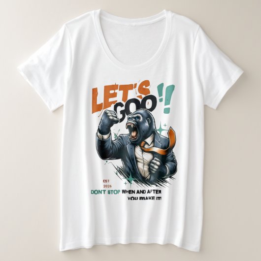 WOMEN'S LET'S GOO LESSONS LEARN PLUS SIZE TEE プラスサイズTシャツ (デザイン正面)