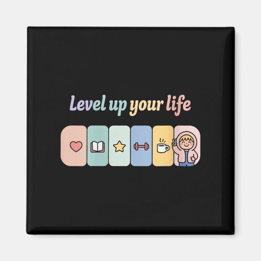 Womens Level Up Your Life Progress Bar Gamer Motiv マグネット (正面)