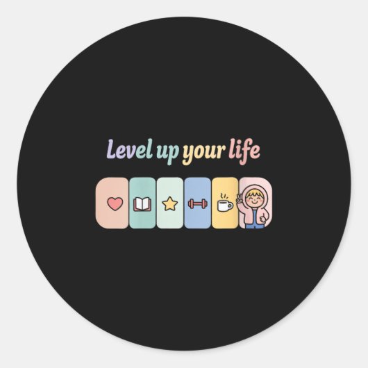 Womens Level Up Your Life Progress Bar Gamer Motiv ラウンドシール (正面)