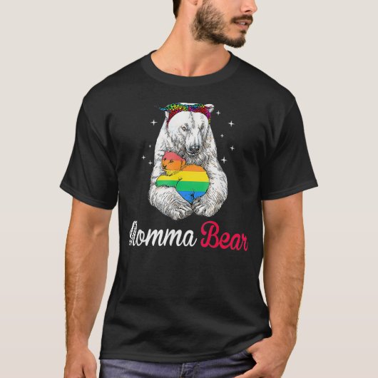 Womens LGBT Mama Momma Bear Gay Pride Proud Mom Mo Tシャツ (正面)