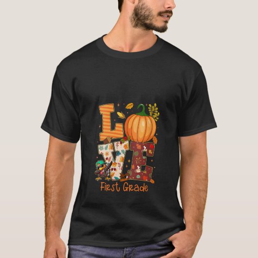 Womens Love First Grade Teacher Turkey Thanksgivin Tシャツ (正面)