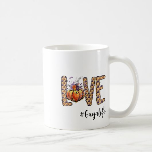 Womens Love Gaga Life Pumpkin Autumn Halloween コーヒーマグカップ (右)