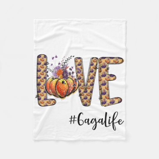 Womens Love Gaga Life Pumpkin Autumn Halloween  フリースブランケット (正面)