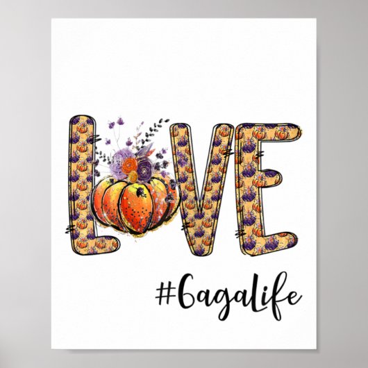 Womens Love Gaga Life Pumpkin Autumn Halloween  ポスター (正面)