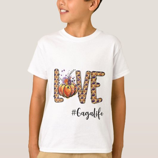 Womens Love Gaga Life Pumpkin Autumn Halloween  Tシャツ (正面)