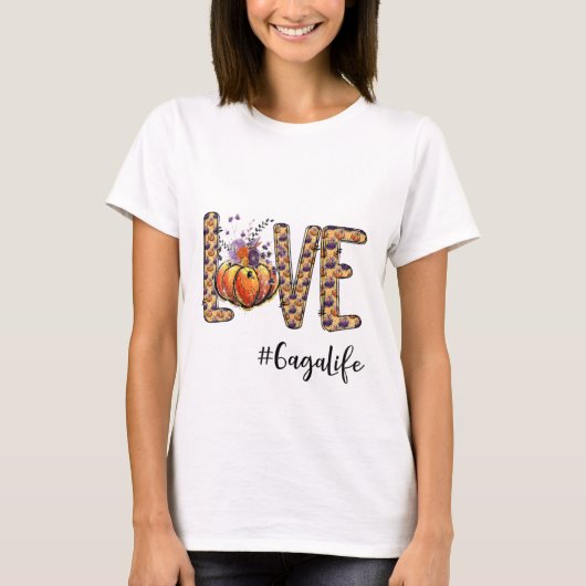 Womens Love Gaga Life Pumpkin Autumn Halloween  Tシャツ (正面)
