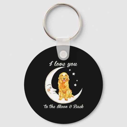 Womens Love Golden Retriever To The Moon And Back  キーホルダー (正面)