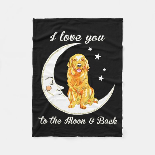 Womens Love Golden Retriever To The Moon And Back  フリースブランケット (正面)