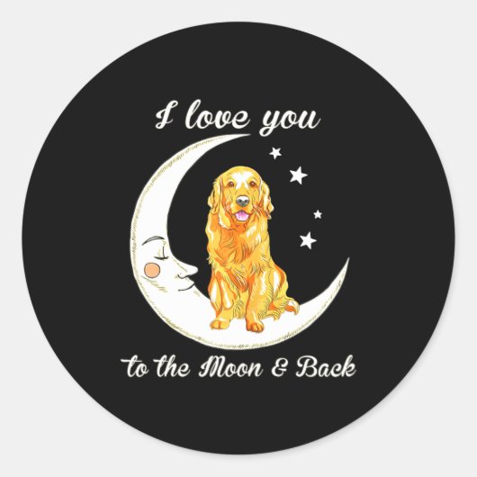 Womens Love Golden Retriever To The Moon And Back  ラウンドシール (正面)