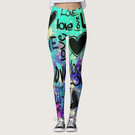 Women's Love Heart Printed Leggings レギンス