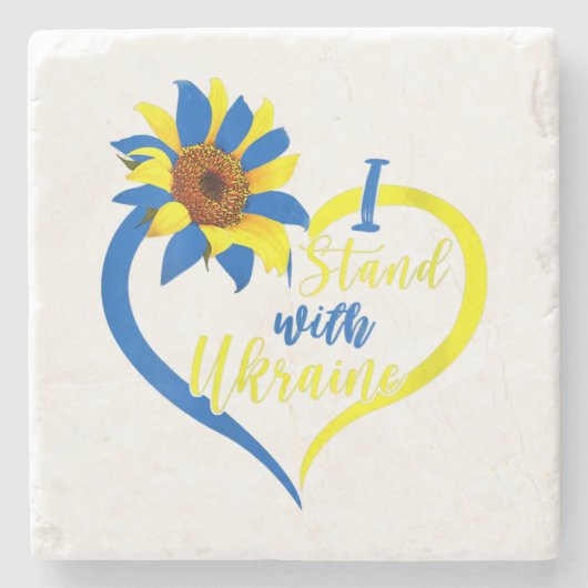 Womens Love Heart Ukraine Sunflower Ukrainian I St ストーンコースター (正面)