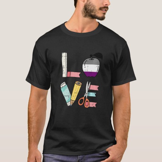Womens Love LGBT Q Teacher Asexual Gay Pride Birom Tシャツ (正面)