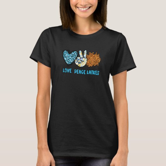 Womens Love Peace Latkes Happy Hanukkah Chanukah J Tシャツ (正面)