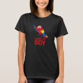 Womens Macaw   Parrots I Love My Boy Parakeet Tシャツ (正面)