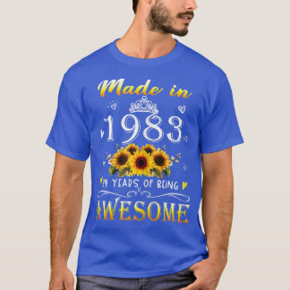 Womens Made In 1983 Sunflower 39th Bday 39 Years O Tシャツ