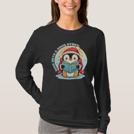 Women's Magical Reading Penguin Long Sleeve Comfor Tシャツ