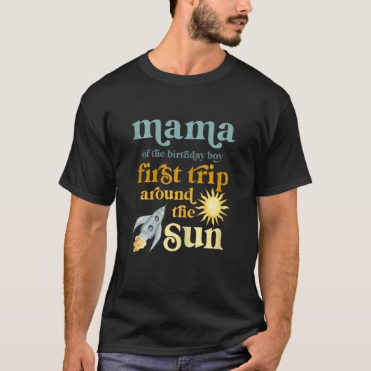 Womens Mama Outer Space 1st Birthday First Trip Ar Tシャツ (正面)
