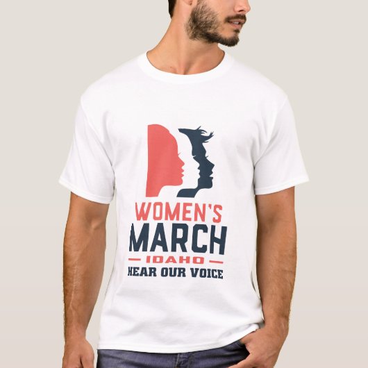 Women's March Idaho私たちの声を聞く Tシャツ (正面)