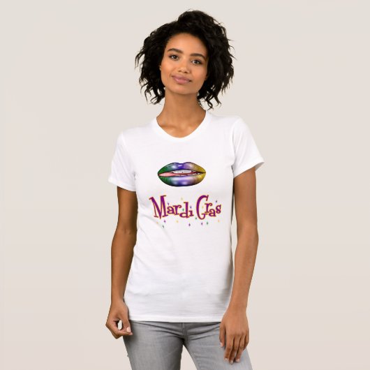 Women's Mardi Gras T-Shirt with Lips Tシャツ (正面フル)