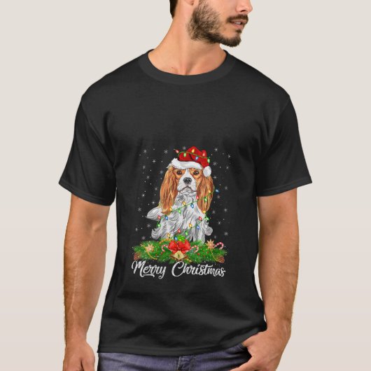 Womens Matching Santa Hat Cavalier King Charles Sp Tシャツ (正面)