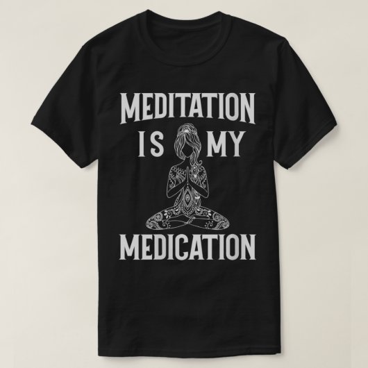 Womens Meditation is my medication Padmasana Lotus Tシャツ (デザイン正面)